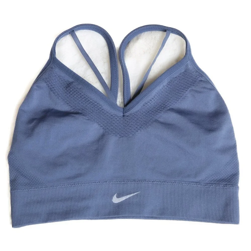 NIKE Seamless Light Support Sports Bra in Blue - Size Medium